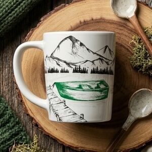 Tim Hortons 2018 Limited Edition Canoe Mountain Lake Scenic Mug 15oz